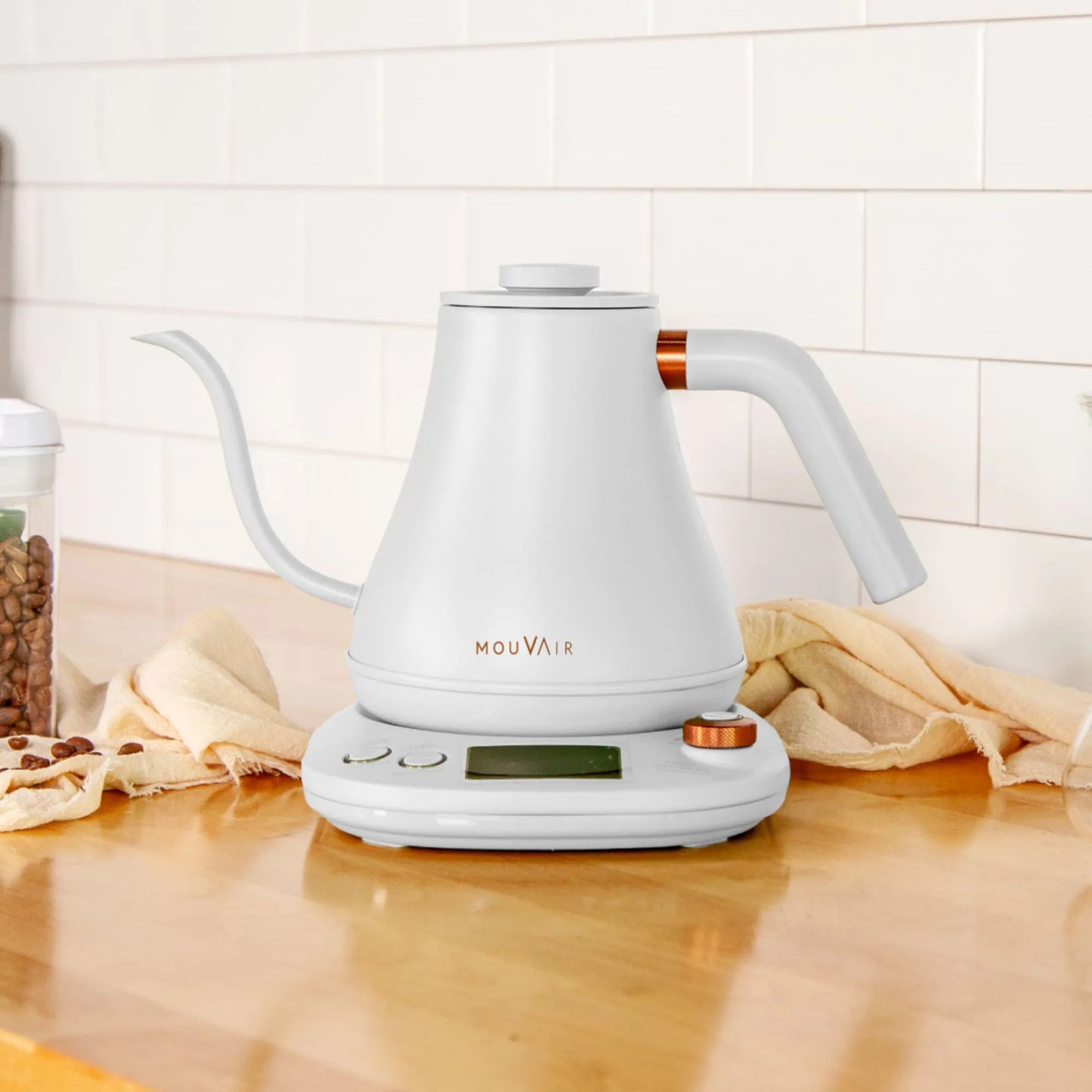Hervidor Inteligente Swan + Molinillo De Café Mouvair2#Blanco