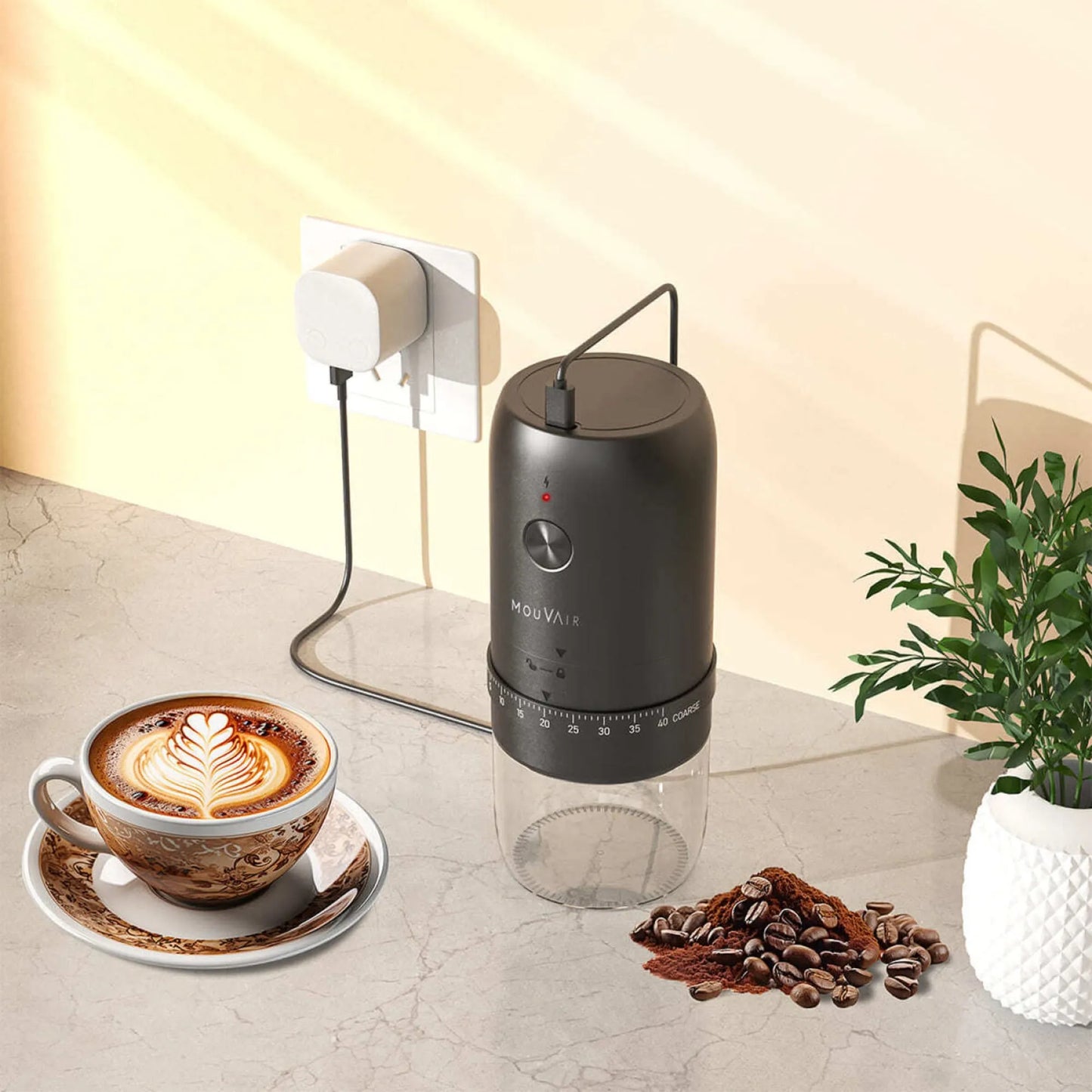 Hervidor Inteligente Swan + Molinillo De Café Mouvair8#Blanco