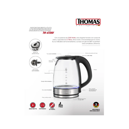 Hervidor TH-4725V Thomas4#Negro