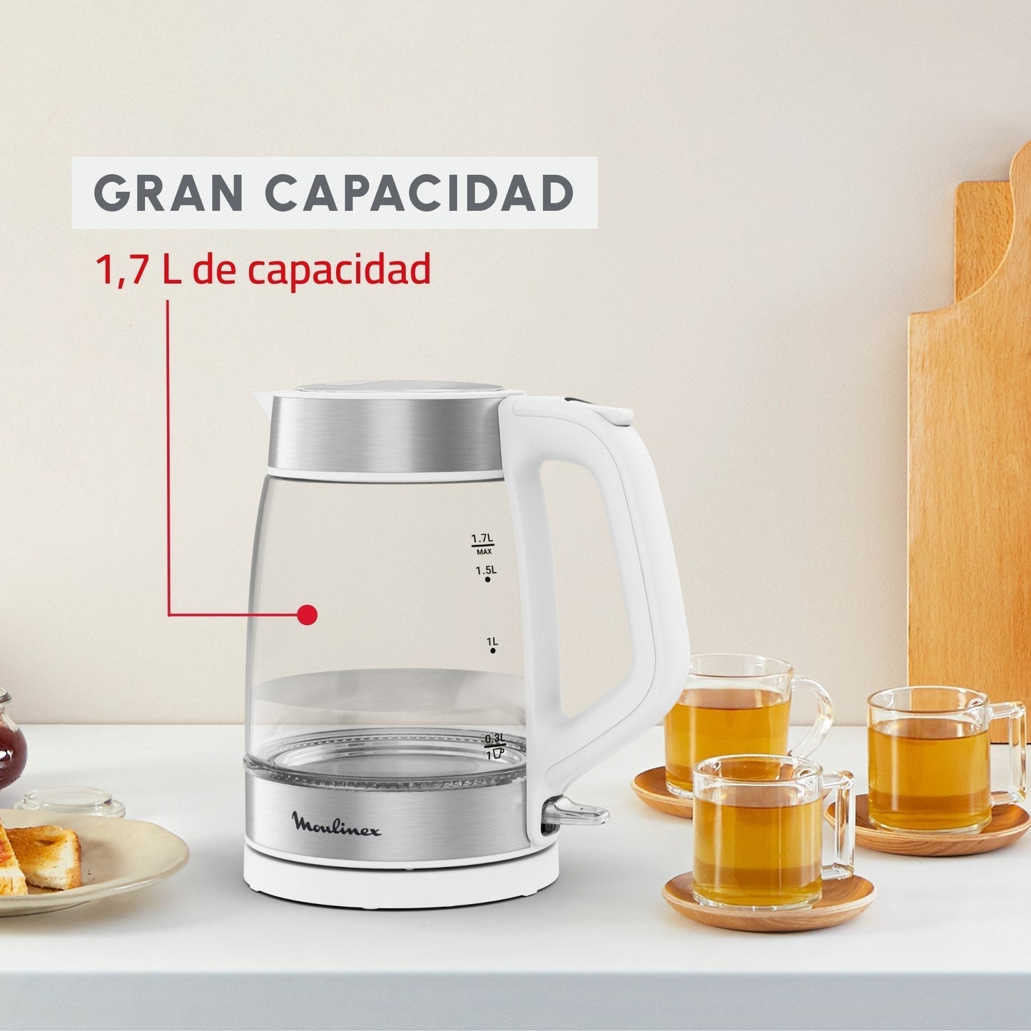 Hervidor Vidrio 1.7 Lts Moulinex2#Blanco