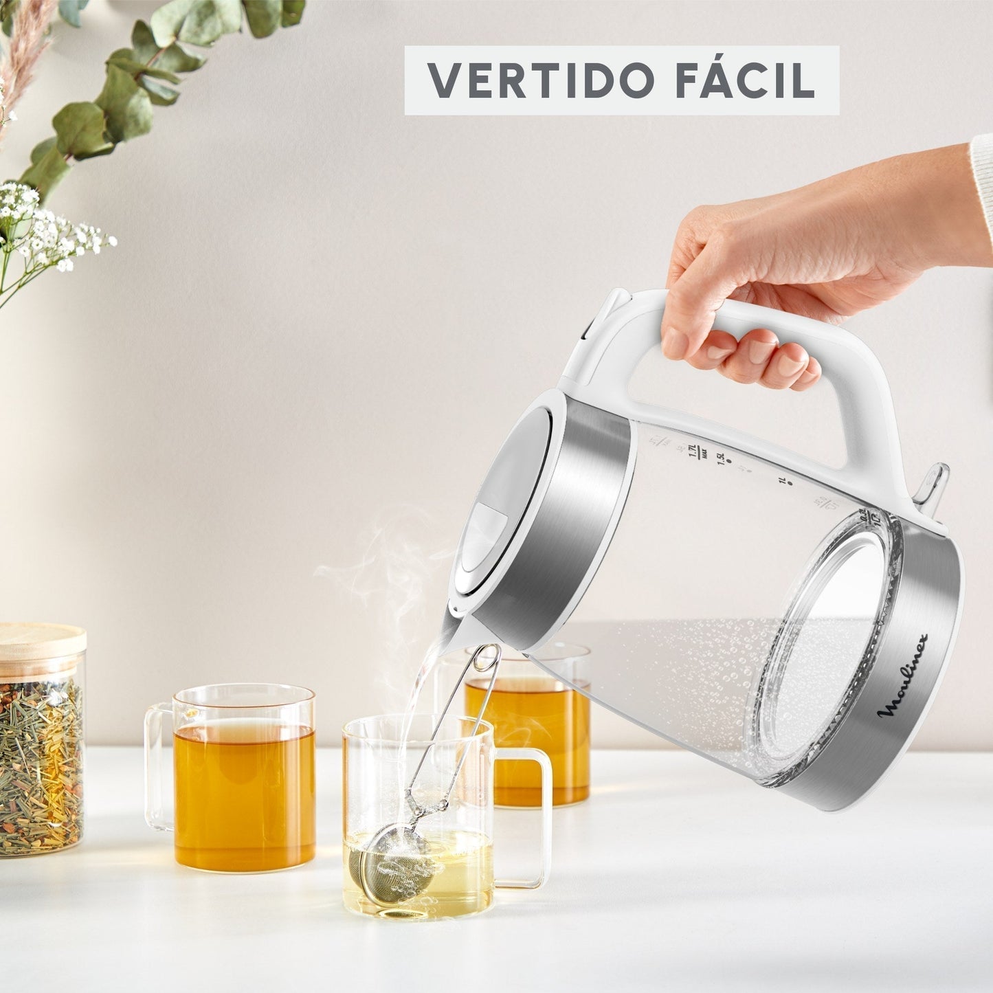 Hervidor Vidrio 1.7 Lts Moulinex4#Blanco