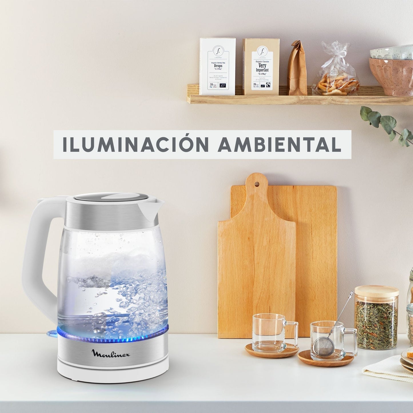 Hervidor Vidrio 1.7 Lts Moulinex5#Blanco