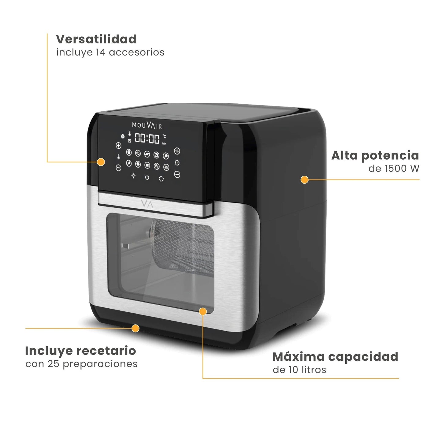 Freidora de Aire 10 Lts Mouvair Crisp4#Gris