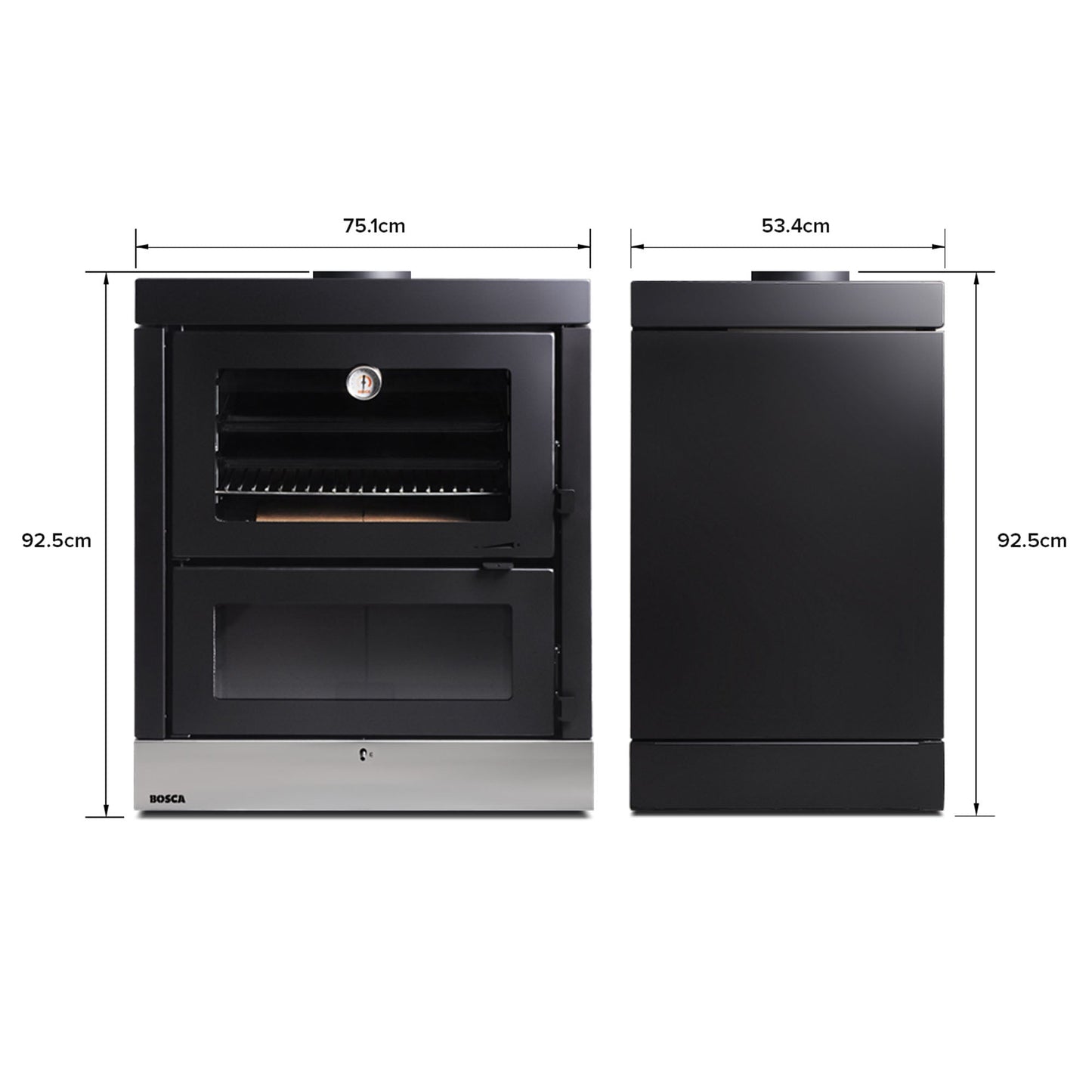 Horno A Leña Doble Cámara 57 Lts Bosca8#Negro