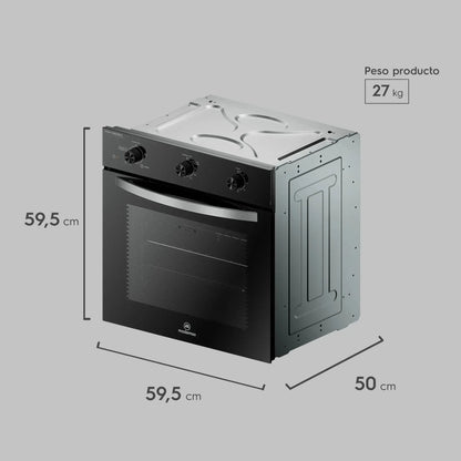 Horno Empotrable Eléctrico 59L Temporizador y Limpia Fácil OM6TB Mademsa-Hornos Eléctricos