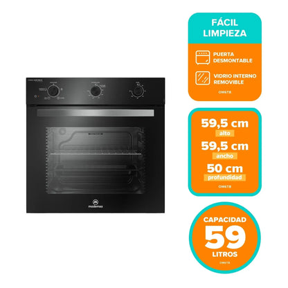 Horno Empotrable Eléctrico 59L Temporizador y Limpia Fácil OM6TB Mademsa-Hornos Eléctricos