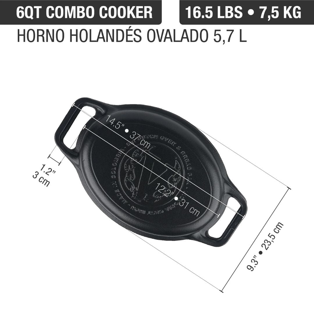 Horno Holandés Ovalado 5,7 Lts Curado Victoria8#Negro