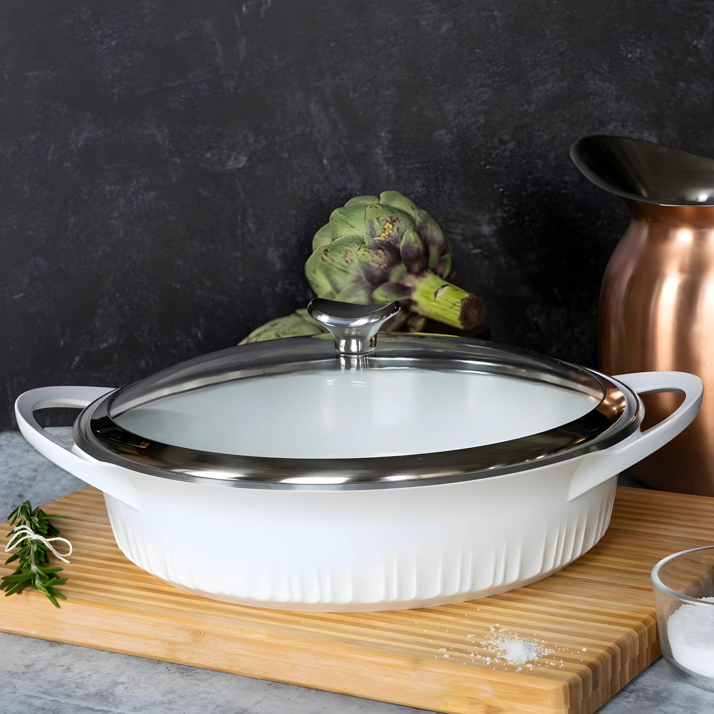 Olla Cast Aluminum 3.8 Lts Corning Ware1#Blanco