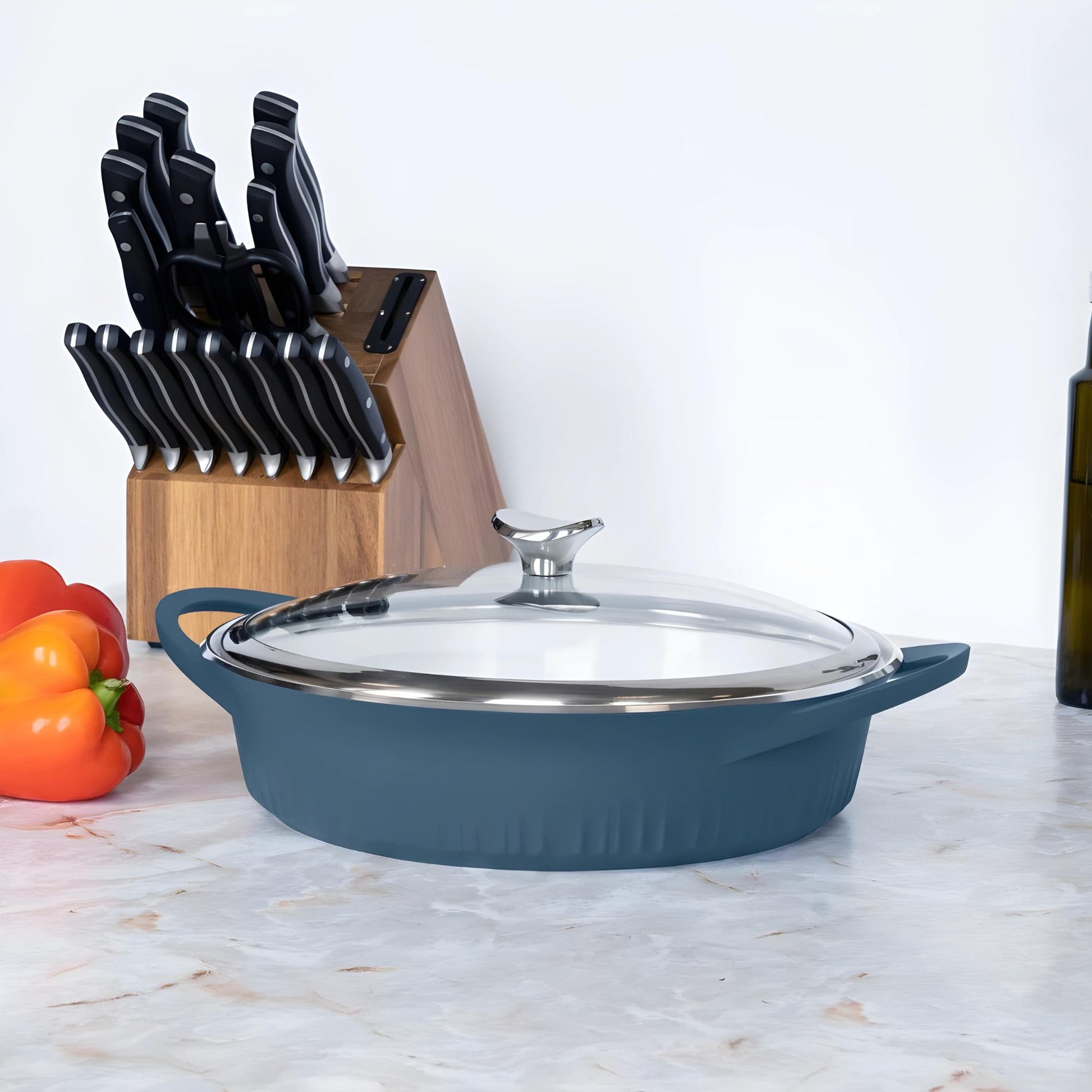 Olla Cast Aluminum 3.8 Lts Corning Ware4#Azul