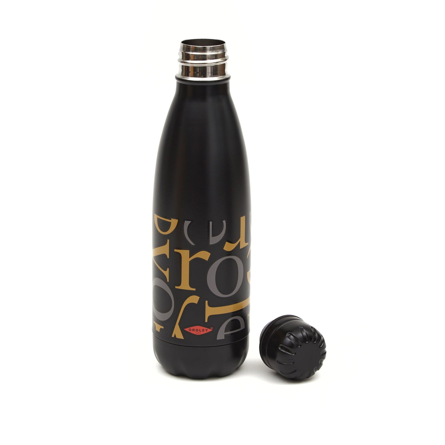 Termo Botella Fríos/Calientes Letras Oroley2#Negro