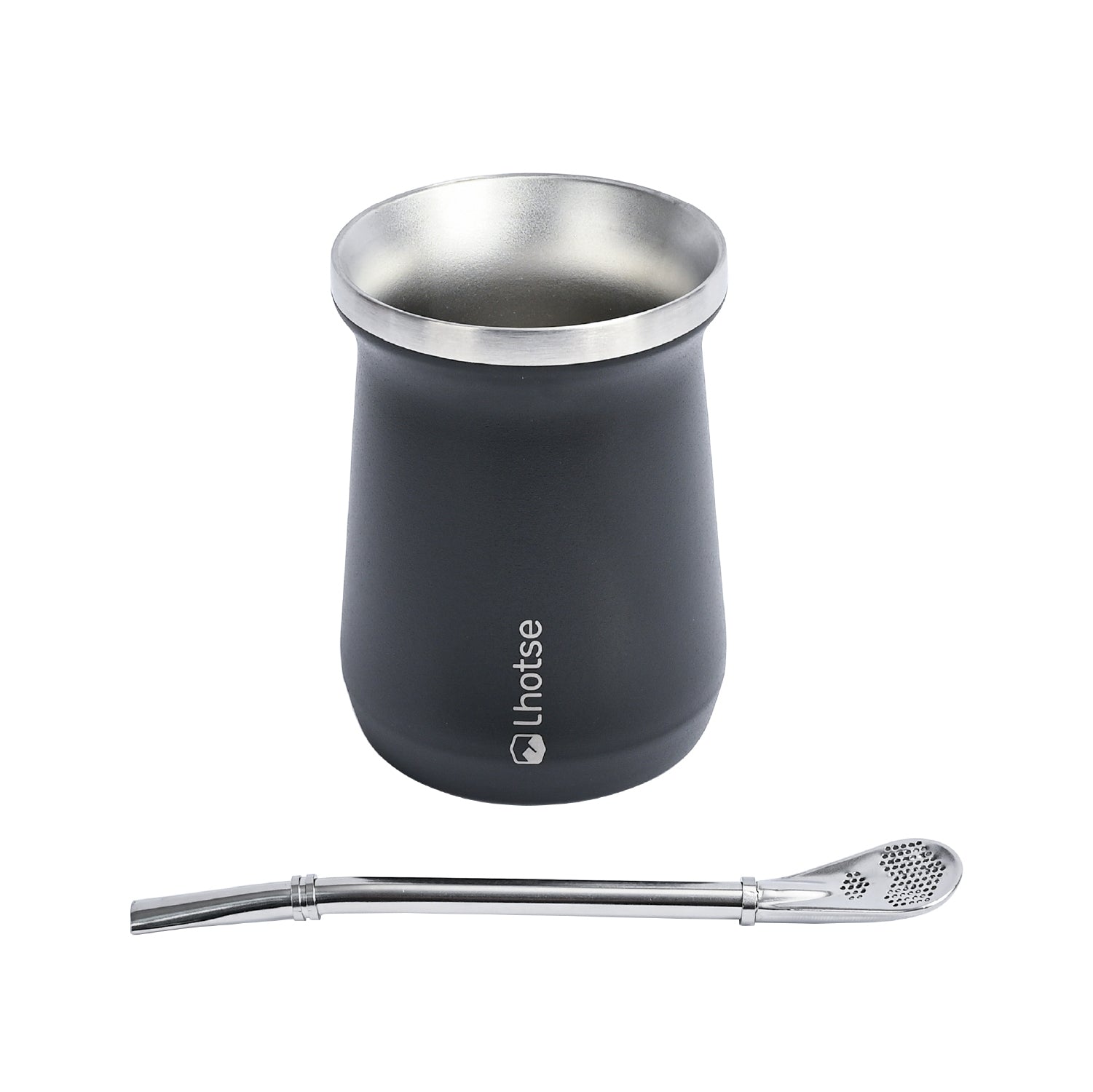 Mate Acero Inoxidable Con Bombilla Lhotse10#Negro