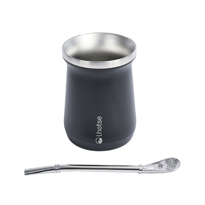 Mate Acero Inoxidable Con Bombilla Lhotse10#Negro