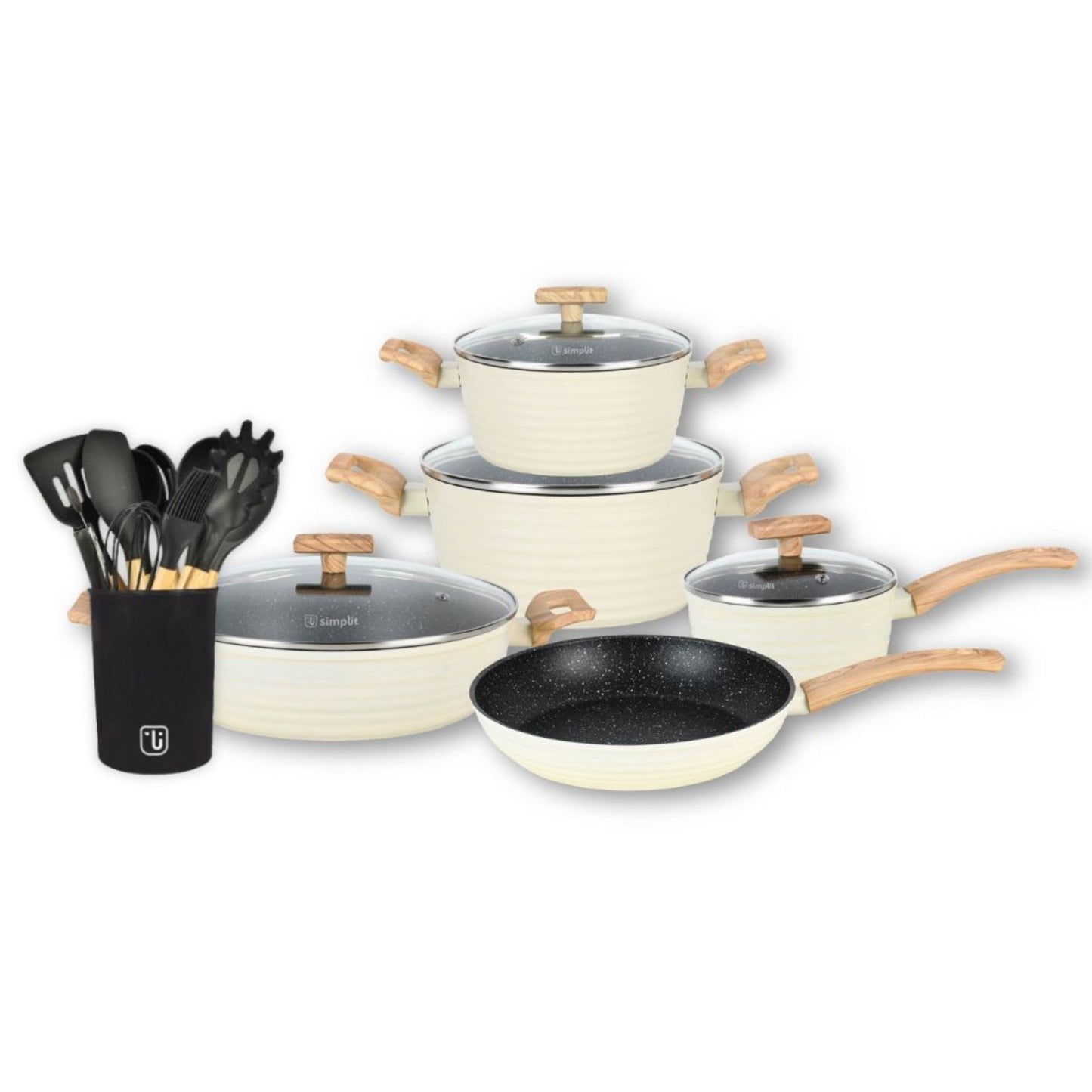 Pack Bateria Savannah 9 Pzs + Set 12 Utensilios Simplit8#Negro
