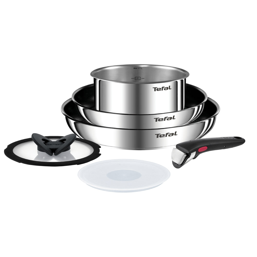 Bateria De Cocina Acero Inoxidable Ingenio 6 PCS Con Mango Removible Tefal1#Gris