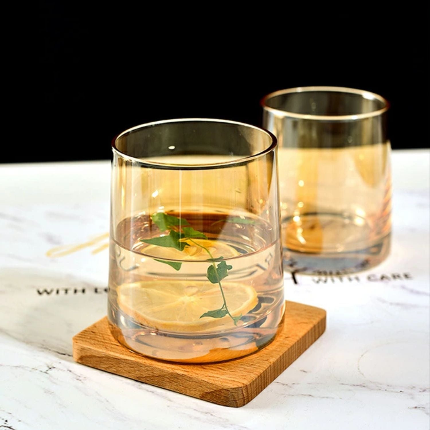 Jarra de Vidrio Decantador Lujoso + 4 Vasos Ambar Santú Home & Deco4#Naranja