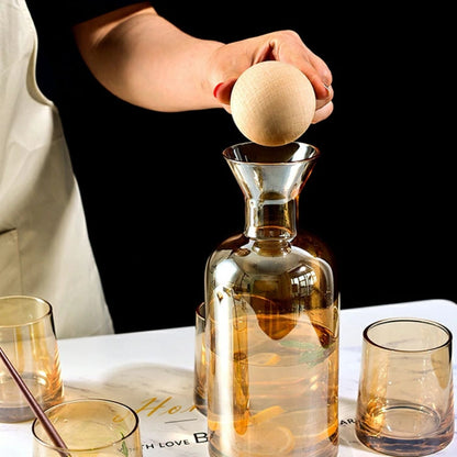 Jarra de Vidrio Decantador Lujoso + 4 Vasos Ambar Santú Home & Deco6#Naranja