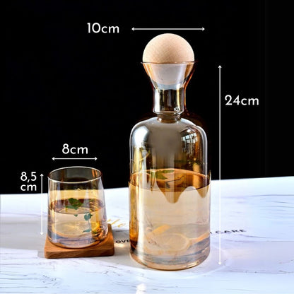 Jarra de Vidrio Decantador Lujoso + 4 Vasos Ambar Santú Home & Deco7#Naranja