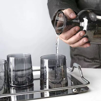 Jarra de Vidrio Decantador Lujoso 4 Vasos Santú Home & Deco3#Gris