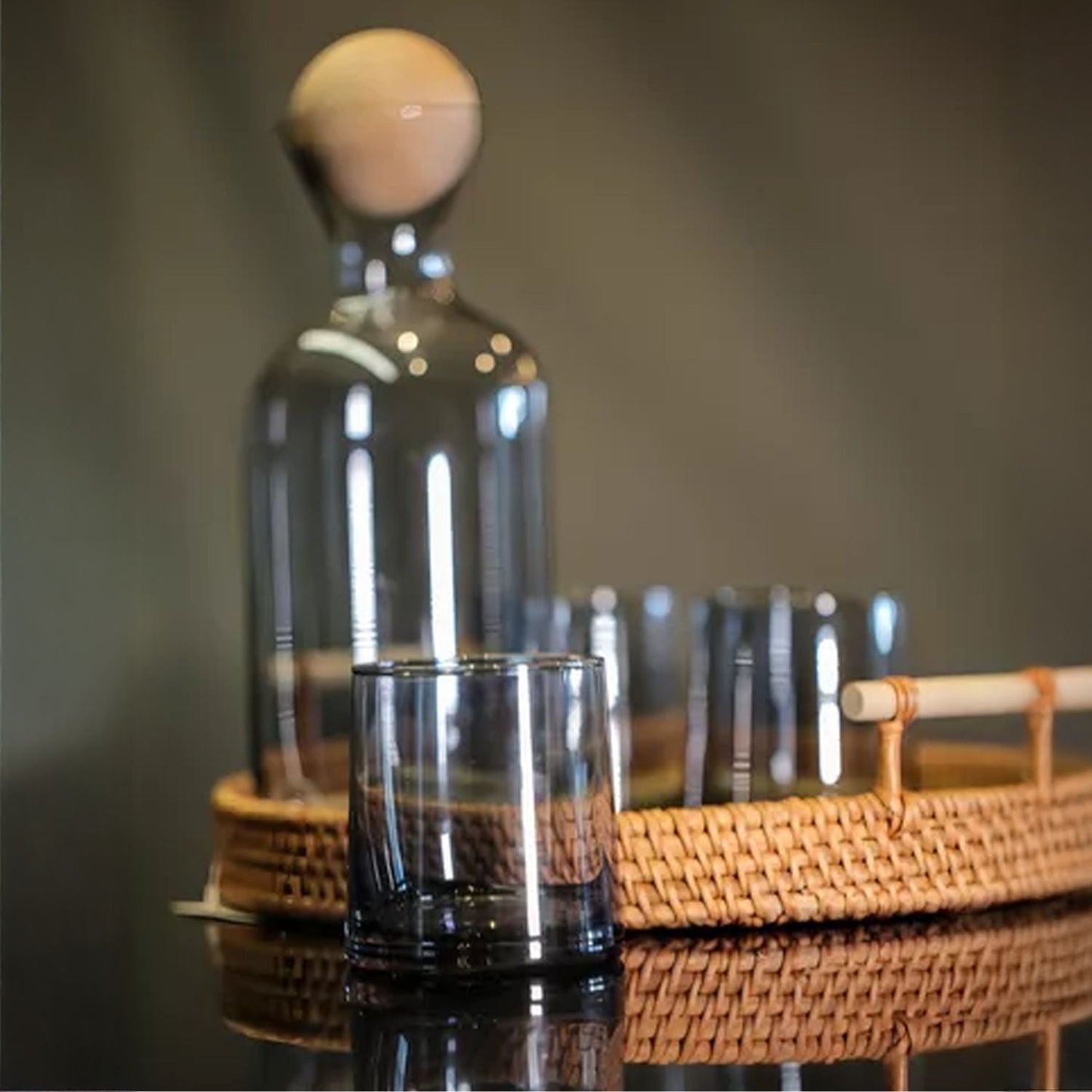 Jarra de Vidrio Decantador Lujoso 4 Vasos Santú Home & Deco5#Gris