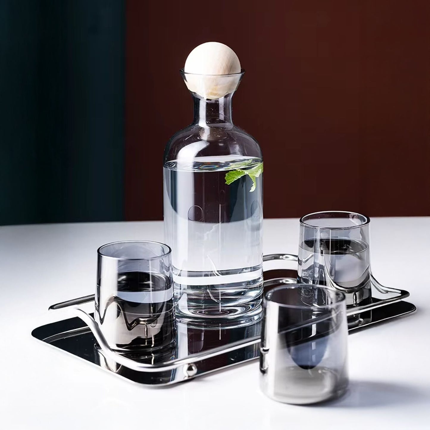 Jarra de Vidrio Decantador Lujoso 4 Vasos Santú Home & Deco6#Gris