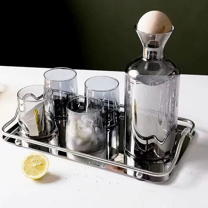 Jarra de Vidrio Decantador Lujoso 4 Vasos Santú Home & Deco1#Gris