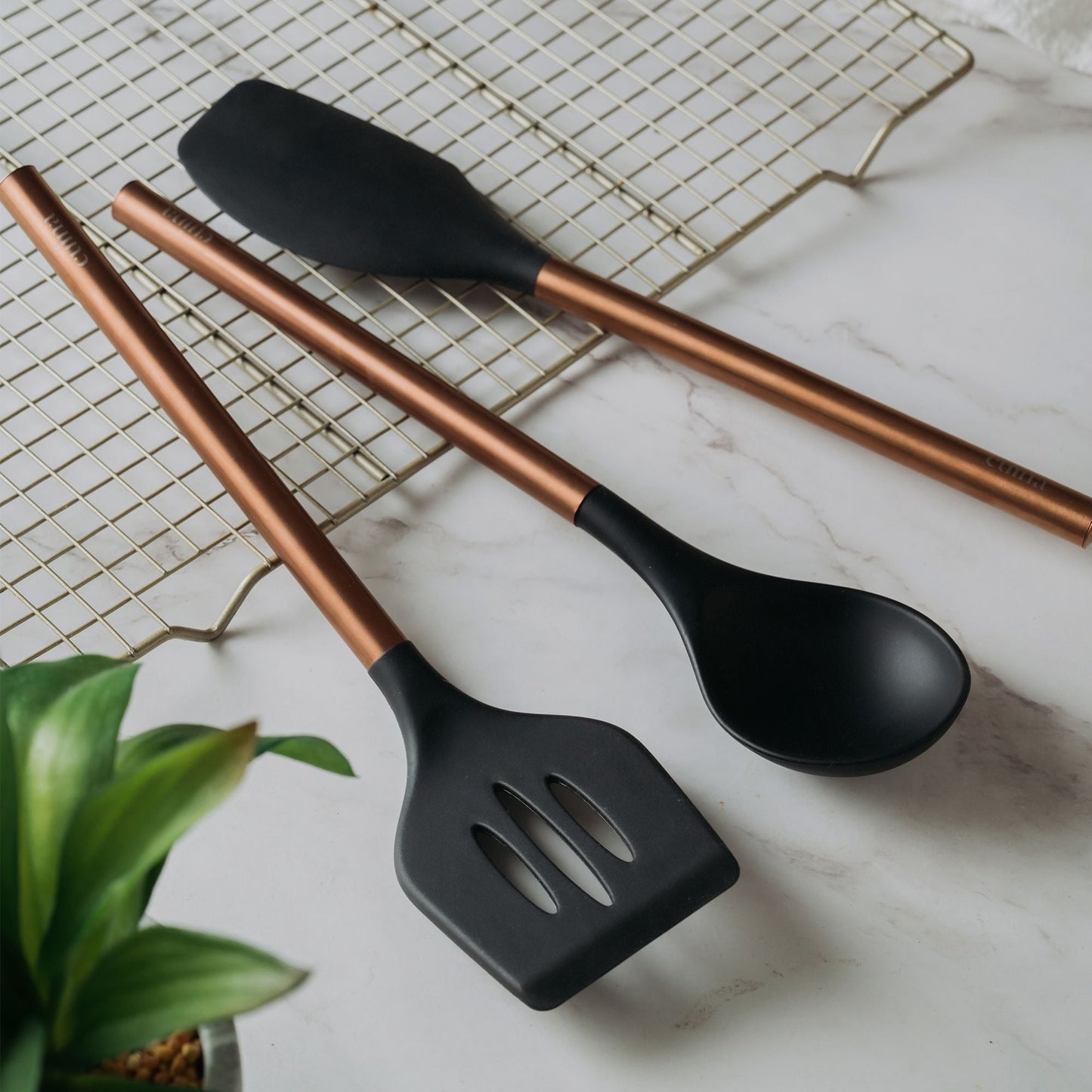 Juego De 3 Utensilios Línea Copper Black Cuina1#Negro