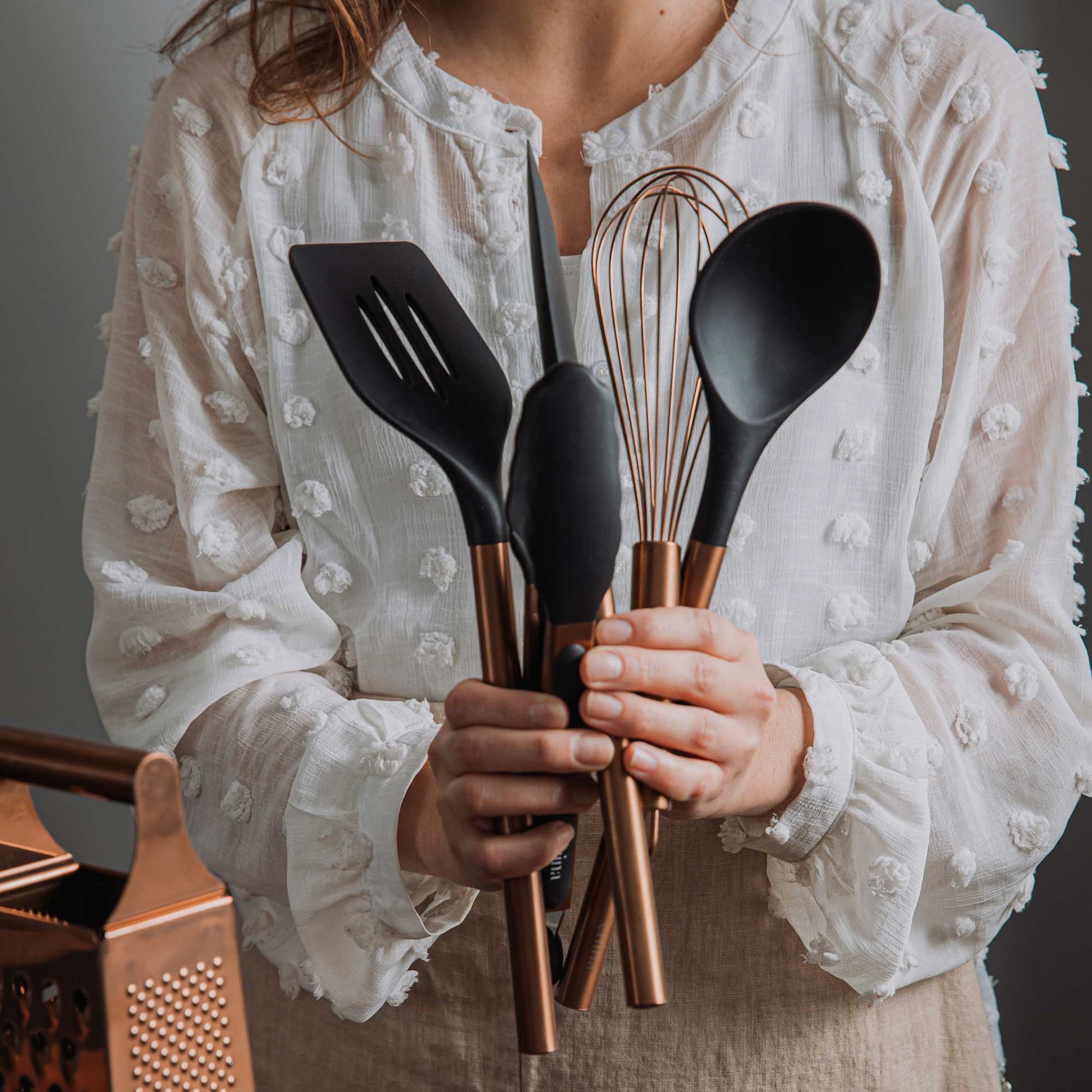 Juego De 5 Utensilios Línea Copper Black Cuina1#Negro