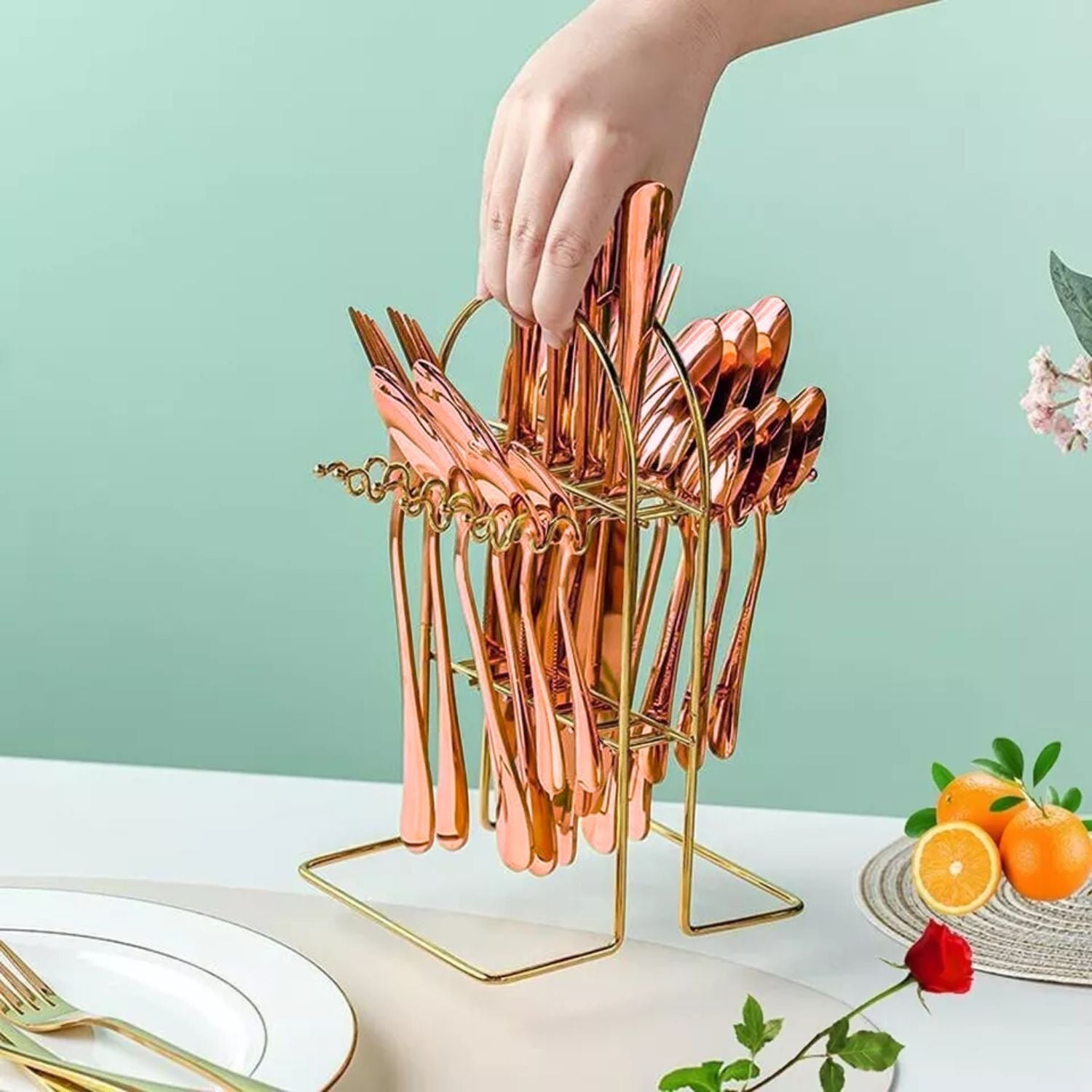 Juego de Cubiertos 24 Pzs Santú Home & Deco8#Rosa