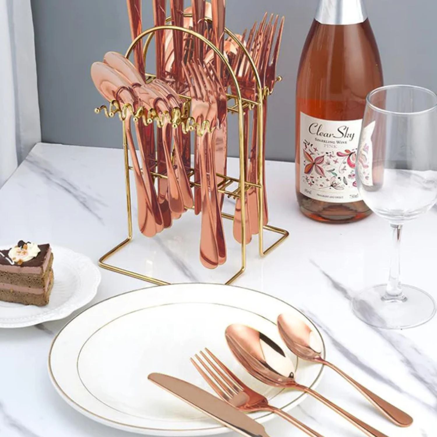 Juego de Cubiertos 24 Pzs Santú Home & Deco1#Rosa