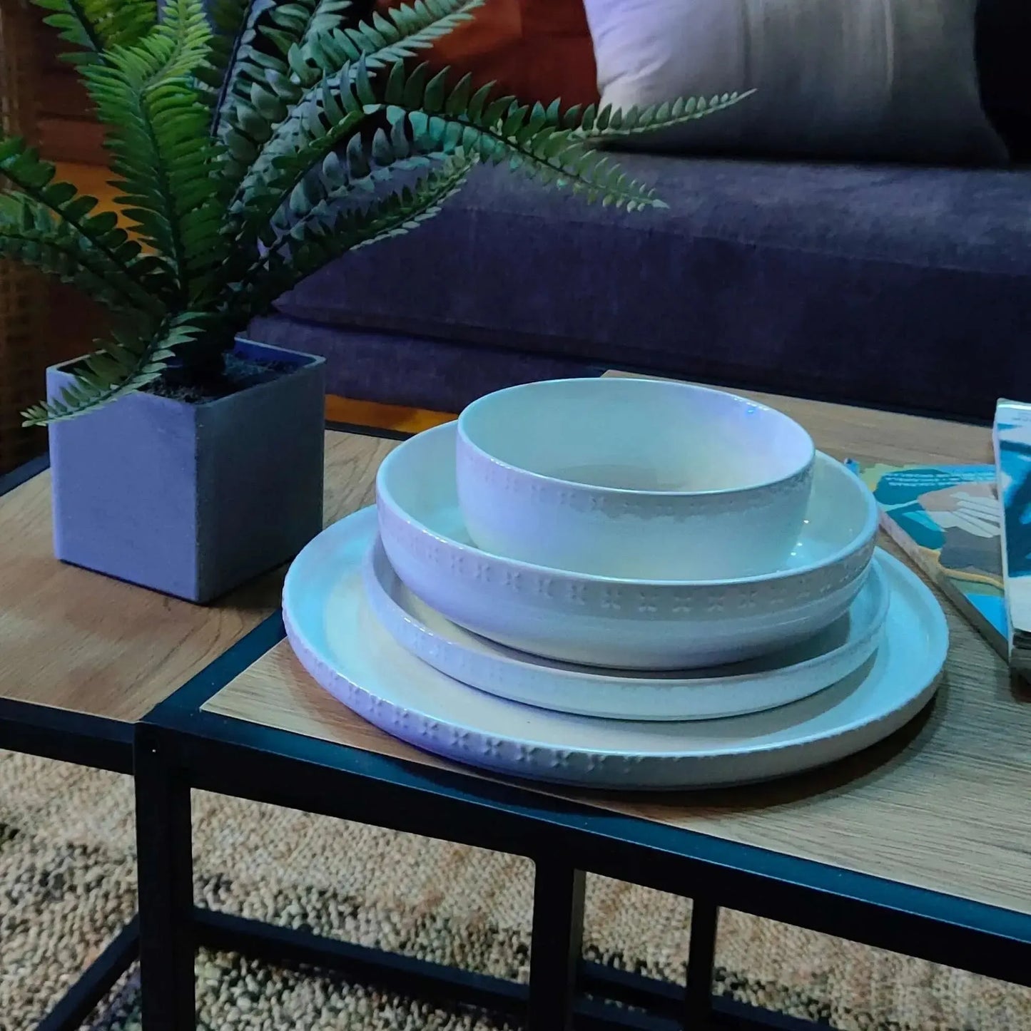 Juego de loza 24 piezas Vajilla Cerámica Manhattan5#Blanco