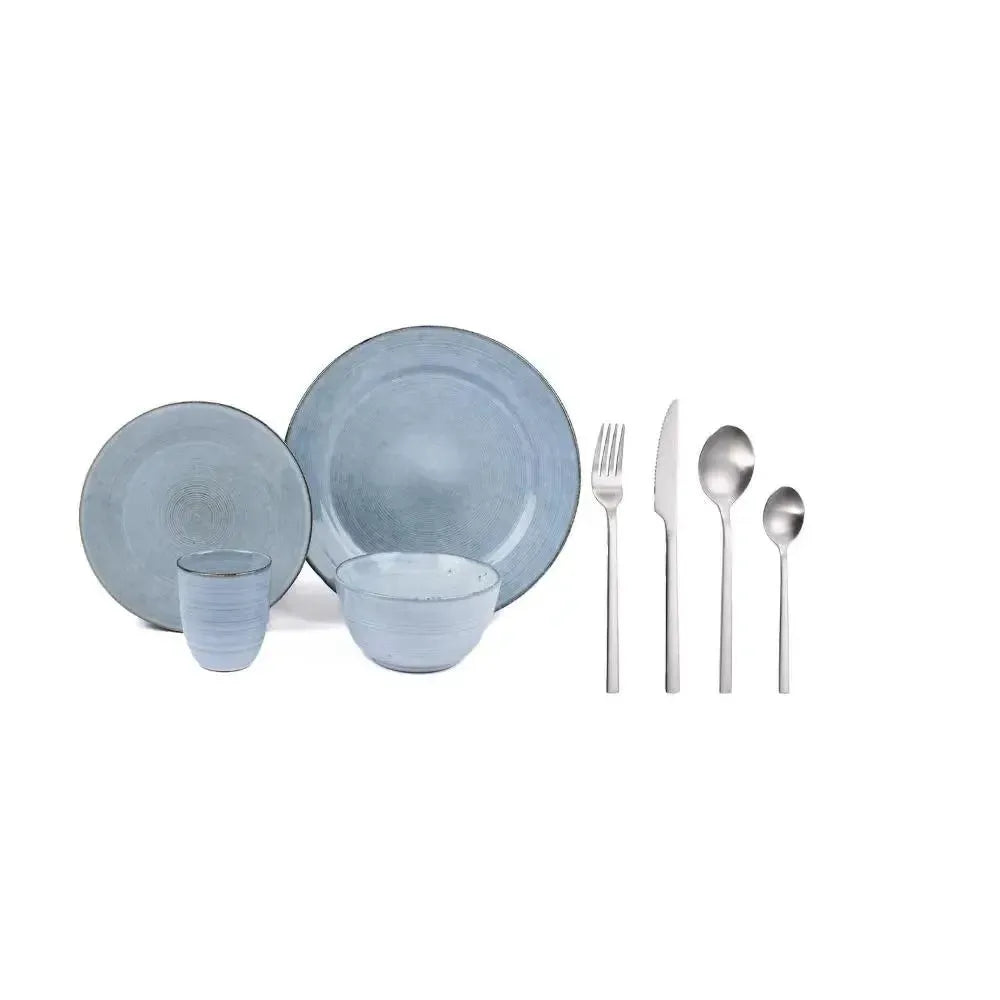 Juego de Loza 24pcs Amalfi + Cuchilleria 24pcs Cerdeña-Vajilla