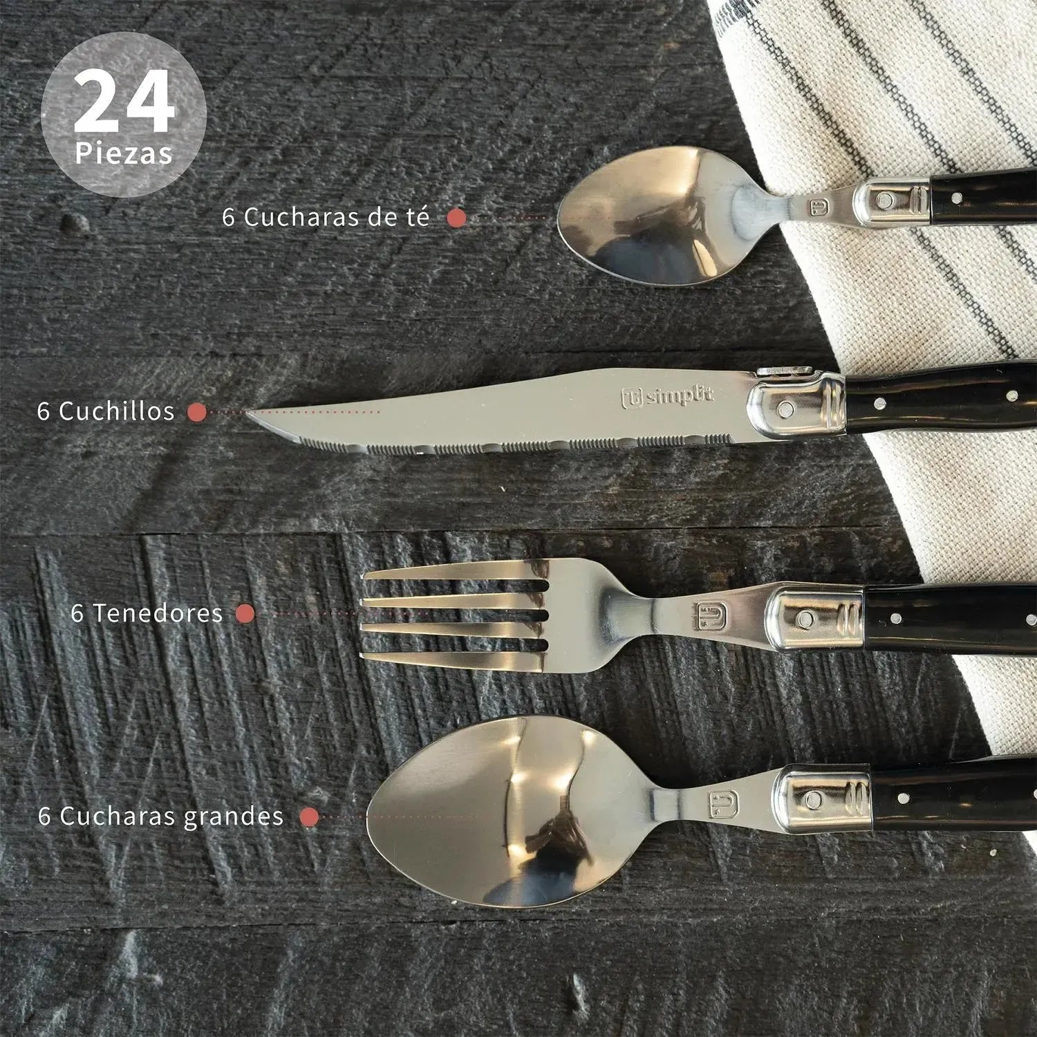 Juego de Loza 30pcs Oporto + Cuchilleria 24pcs Paris-Vajilla