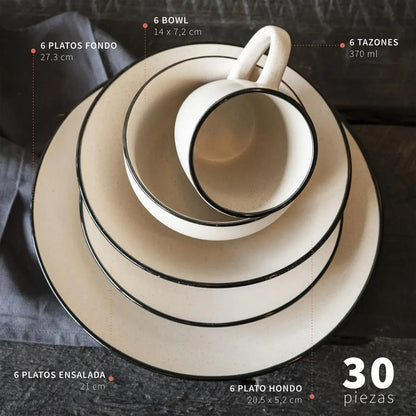 Juego de Loza 30pcs Oporto + Cuchilleria 24pcs Paris-Vajilla
