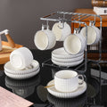 Juego de Té Tazas y Platos 230ml Lineas 6un Santú Home & Deco1#Blanco
