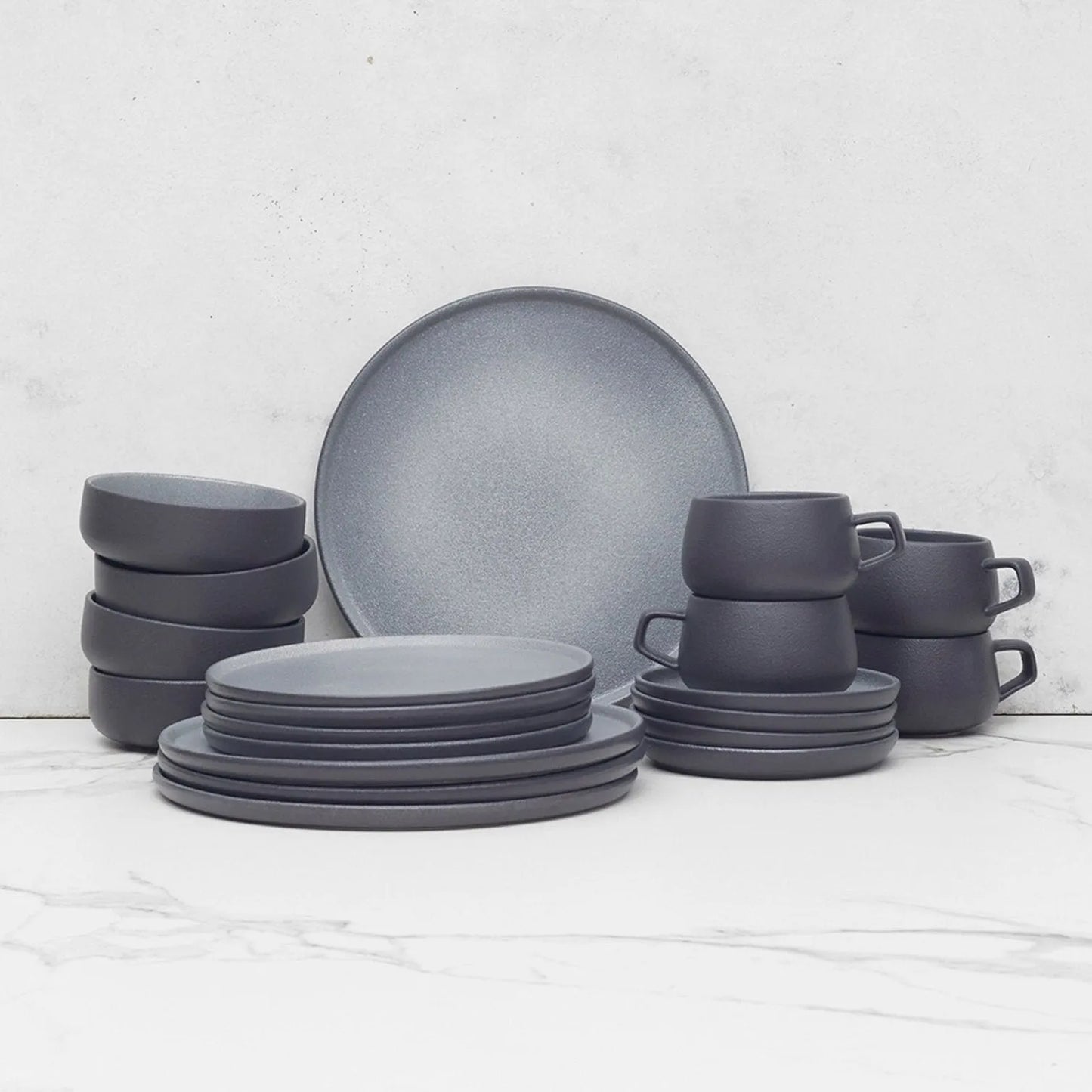 Juego de Vajilla Gris Porcelana 20 Pzs Coquinaria