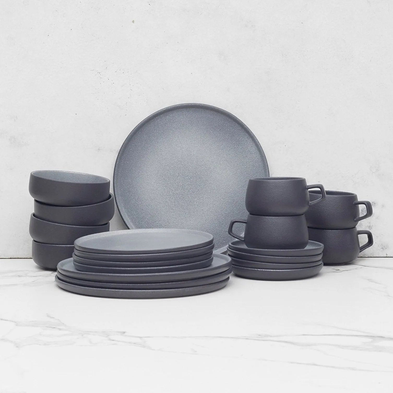 Juego de Vajilla Gris Porcelana 20 Pzs Coquinaria