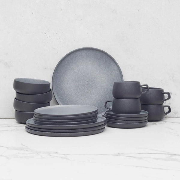 Juego de Vajilla Gris Porcelana 20 Pzs Coquinaria