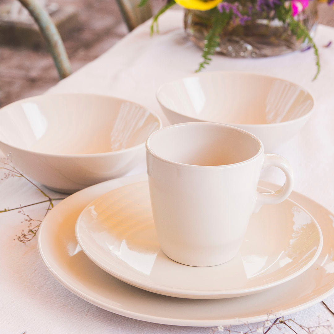 Juego Loza Cerámica 16 Piezas Decoexpress2#Blanco|crema