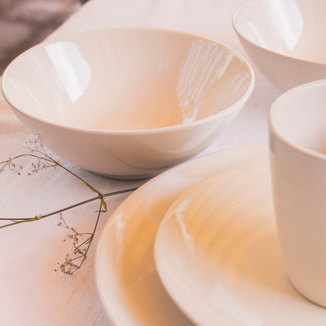 Juego Loza Cerámica 16 Piezas Decoexpress3#Blanco|crema