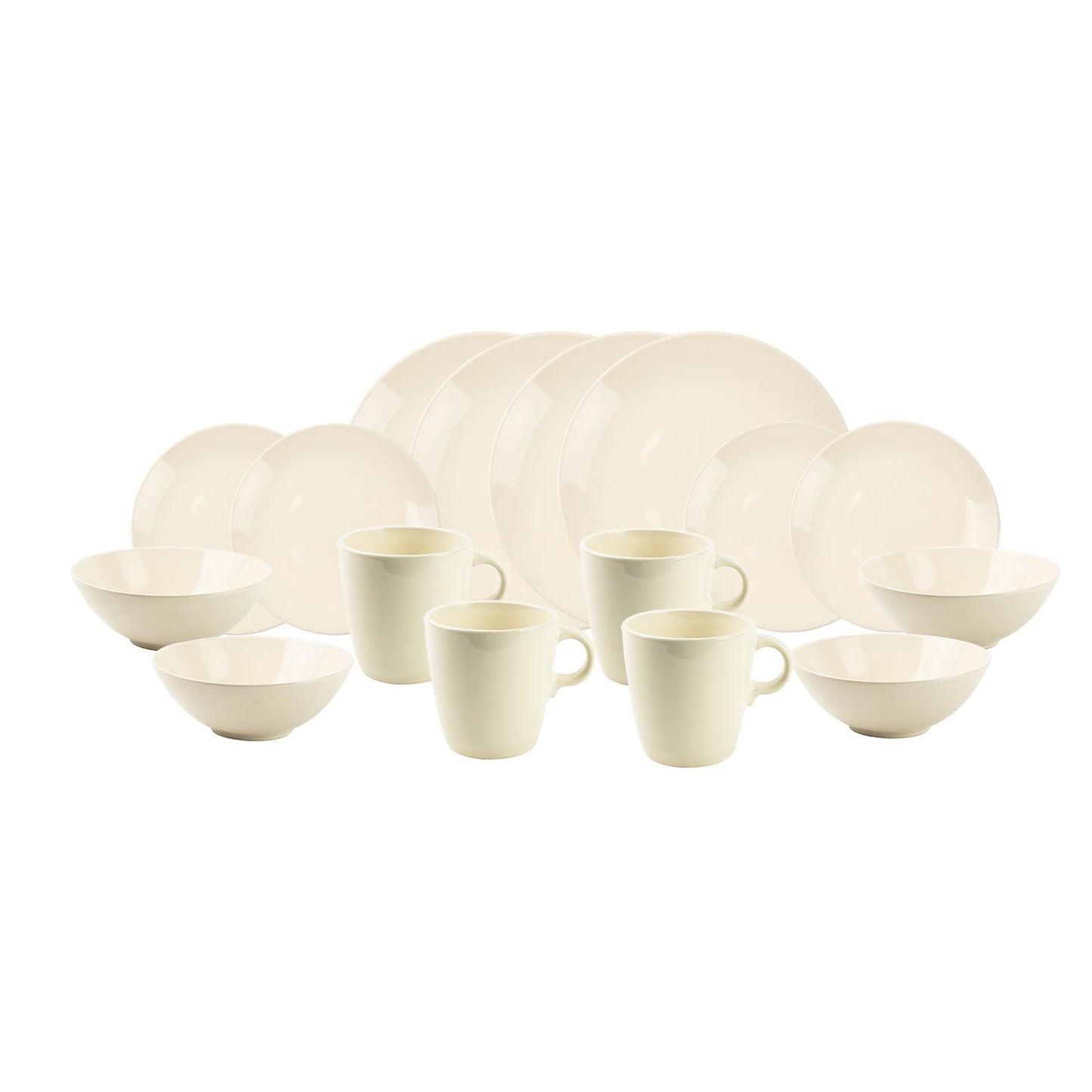 Juego Loza Cerámica 16 Piezas Decoexpress4#Blanco|crema