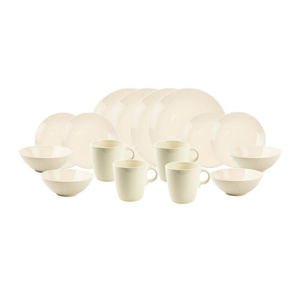 Juego Loza Cerámica 16 Piezas Decoexpress4#Blanco|crema
