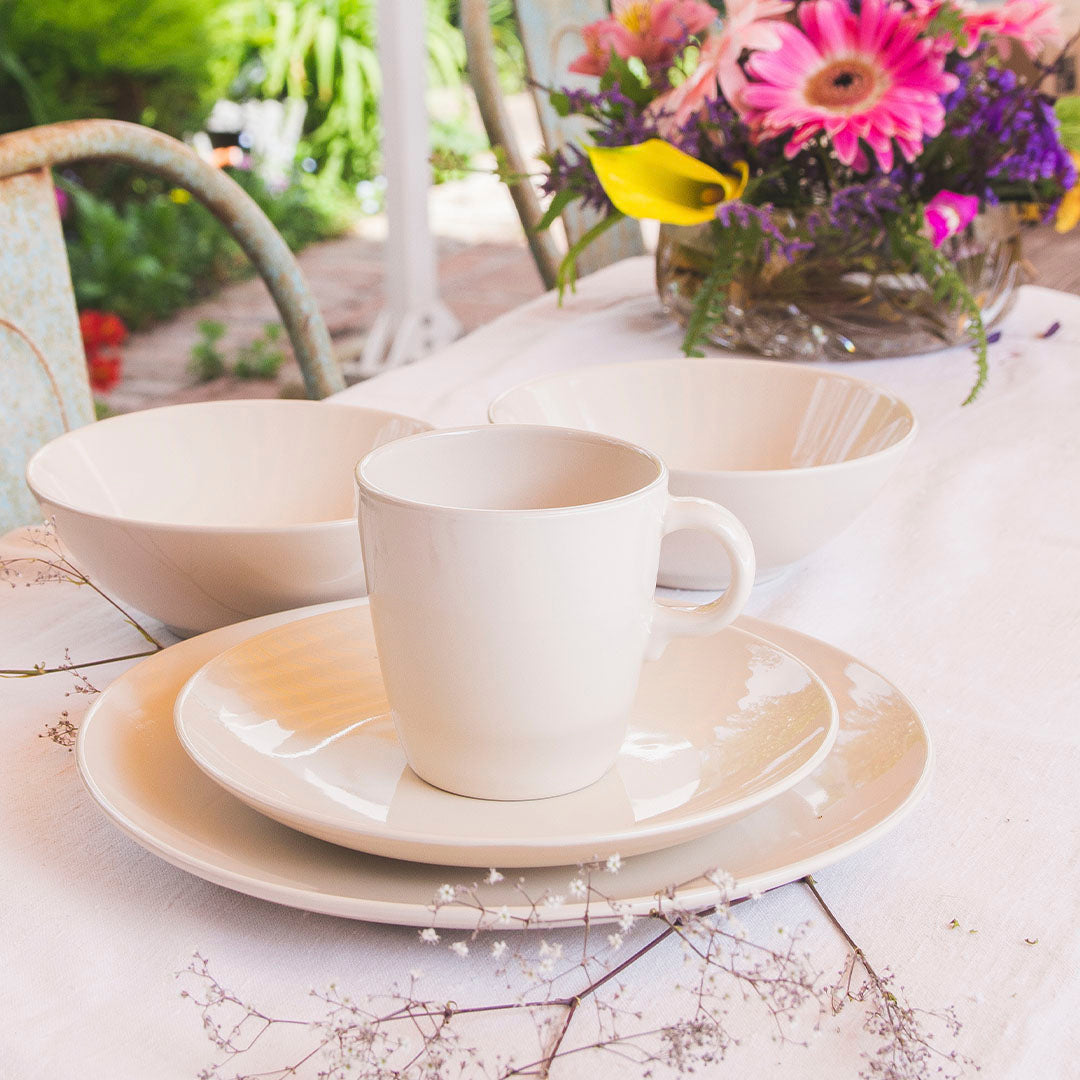 Juego Loza Cerámica 16 Piezas Decoexpress1#Blanco|crema