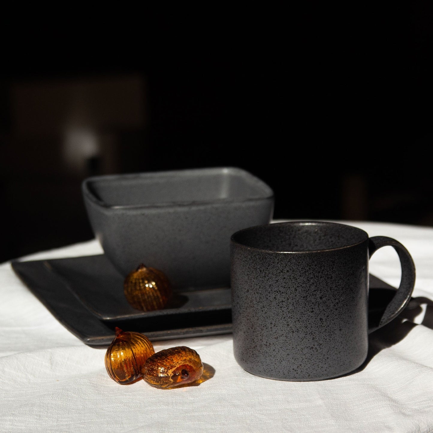 Juego de Loza Manchester 16 Pzs Vajilla Cerámica Decoexpress1#Negro