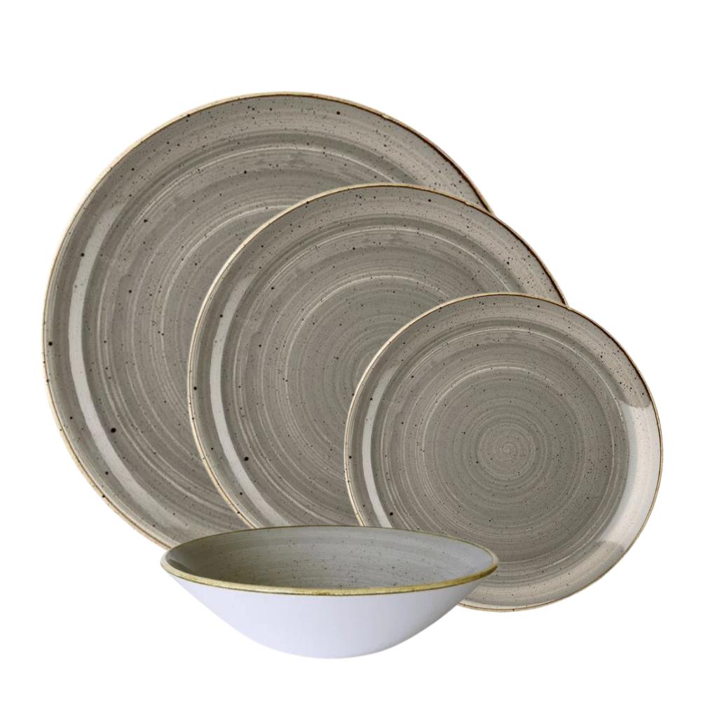 Juego Loza Stonecast Grey 16 Piezas Churchill1#Gris