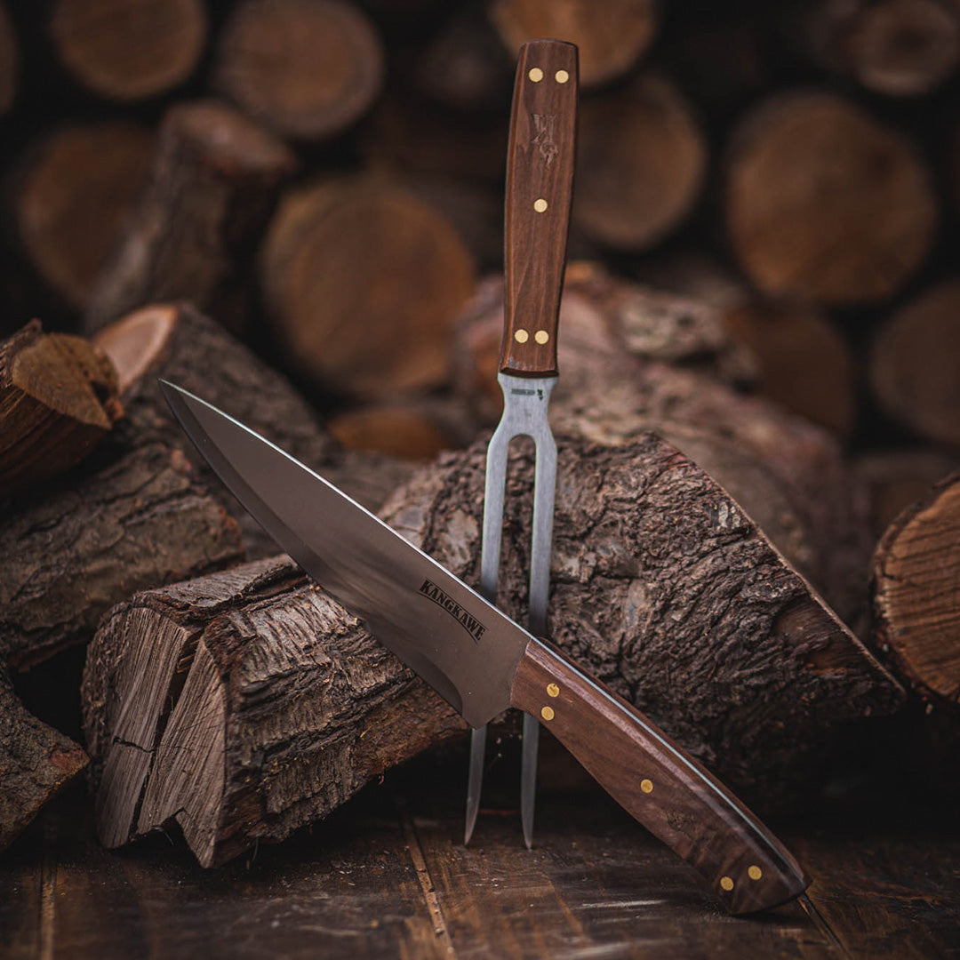 Set Tenedor + Cuchillo Parrillero Kangkawe12#Acero