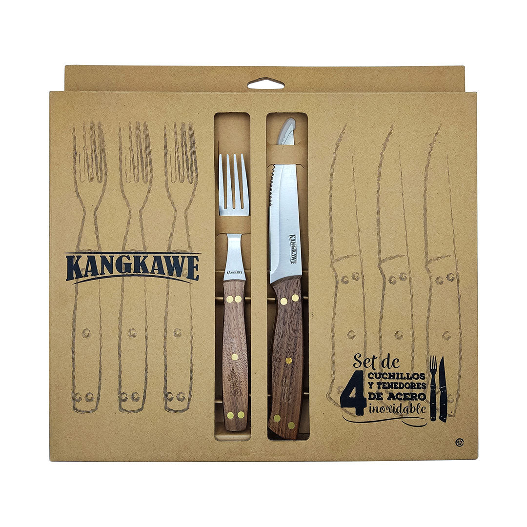 Set 4 Cuchillos + 4 Tenedores Kangkawe5#Acero