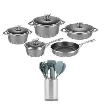 Kit Bateria Mont Blanc + Set de Utensilios Cuisine 10 pzs Simple Cook