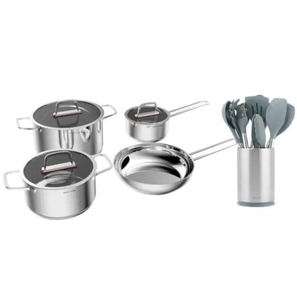 Kit Batería Simple Cook Burdeos 7pzs + Set de Utensilios 10 pzs Cuisine Simple Cook