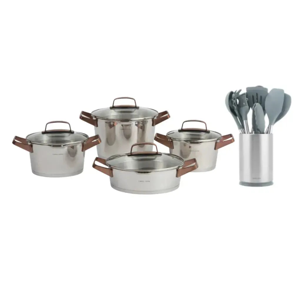 Kit Batería Simple Cook Niza cobre 8 pzs + Set de Utensilios 10 pzs Cuisine Simple Cook
