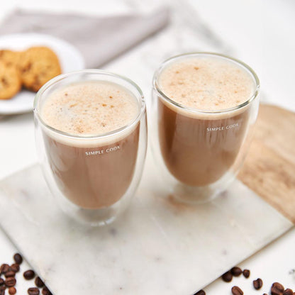 Kit Cafetera Prensa Francesa Bolonia Cobre + Set 2 Tazas Latte Simple Cook